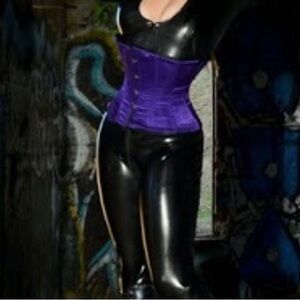 24inch Satin Purple Goth Fetish Underbust Corset Cincher